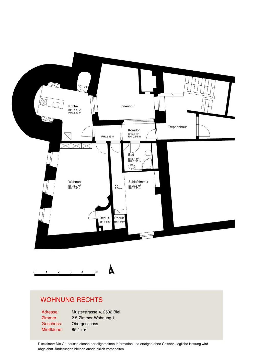 Vermarkungsplan Wohnung Brunngasse Biel
